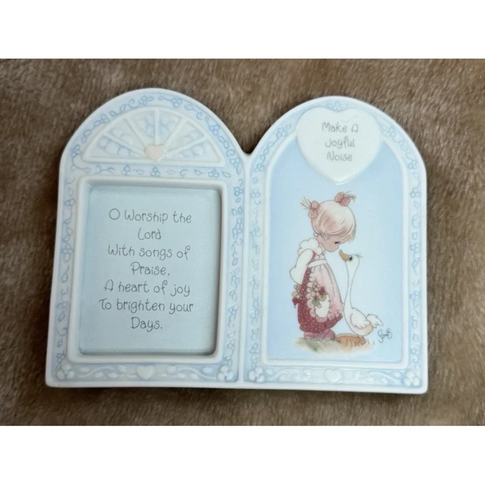 Vintage Enesco 1998 Precious Moments Double Frame Made a Joyful Noise Porcelain